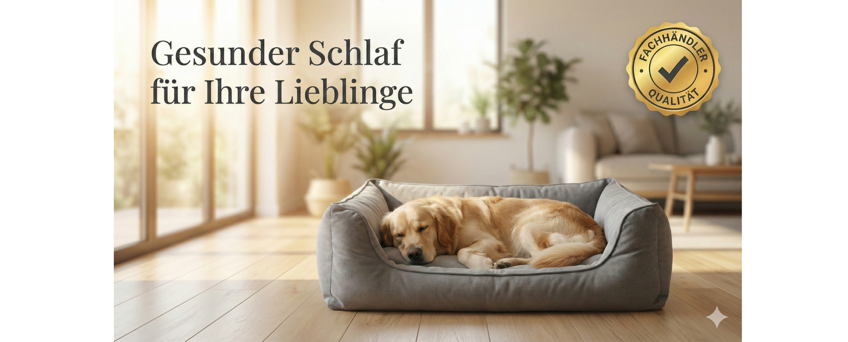 Hund schläft im Hundebett