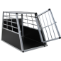 Preview: Hunde Transportbox - Hunde Autobox - Aluminium schwarz - 69x54x50 cm