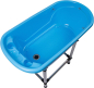 Preview: Hundebadewanne - Aluminiumsockel - Kunststoff blau - 94x50x28 cm