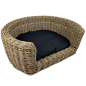 Preview: Hundebett - Nachhaltiges Korbgeflecht - 68x57x33  cm - mit Kissen schwarz