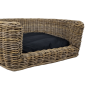 Preview: Hundebett - Nachhaltiges Korbgeflecht - 68x57x33  cm - mit Kissen schwarz