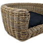 Preview: Hundebett - Nachhaltiges Korbgeflecht - 68x57x33  cm - mit Kissen schwarz
