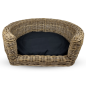 Preview: Hundebett - Nachhaltiges Korbgeflecht - 68x57x33  cm - mit Kissen schwarz