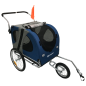 Preview: Hunde Fahrradanhänger - mit Jogger-Funktion - faltbar - blau - bis 36kg