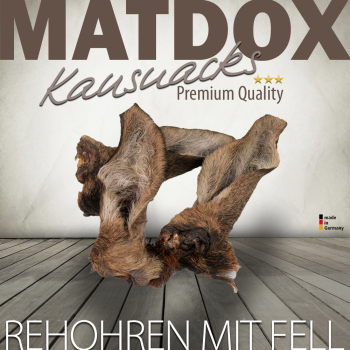 Premium Rehohren mit Fell - 5 Stück - Hundesnacks