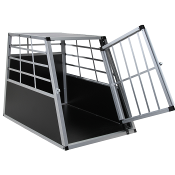 Hunde Transportbox - Hunde Autobox - Aluminium schwarz - 69x54x50 cm