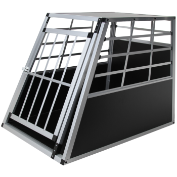 Hunde Transportbox - Hunde Autobox - Aluminium schwarz - 69x54x50 cm