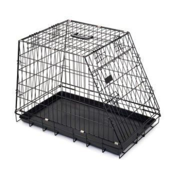 Hunde Transportbox - Hunde Autobox - schwarz - schräge Seite - 92x63x72 cm