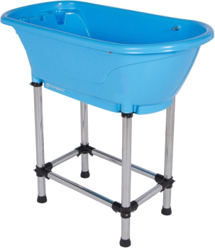 Hundebadewanne - Aluminiumsockel - Kunststoff blau - 94x50x28 cm