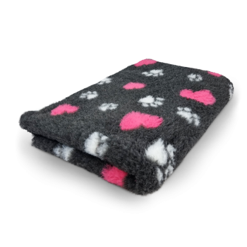 Vet Bed - Hundedecke - 3farbig - hypoallergen - antirutsch - Herzen anthrazit-fuchsia - div. Größen