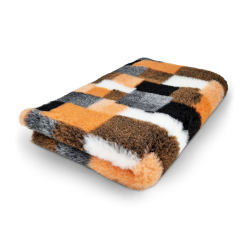 Vet Bed - Hundedecke - 3farbig - hypoallergen - antirutsch - Patchwork orange-schwarz-weiß - div. Größen