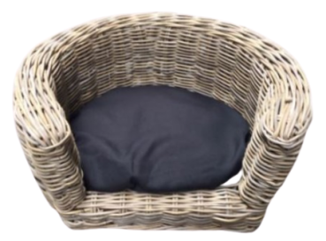 Hundebett - Nachhaltiges Korbgeflecht - 87x80x33  cm - inkl. Kissen schwarz