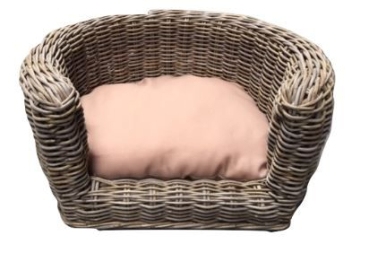 Hundebett - Nachhaltiges Korbgeflecht - 68x57x33  cm - mit Kissen