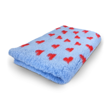 Vet Bed - Hundedecke - hypoallergen - antirutsch - Herz - blau-rot - div. Größen
