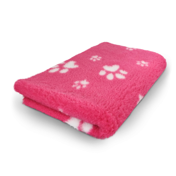Vet Bed - Hundedecke - hypoallergen - antirutsch - Pfotendruck - fuchsia-weiß - div. Größen