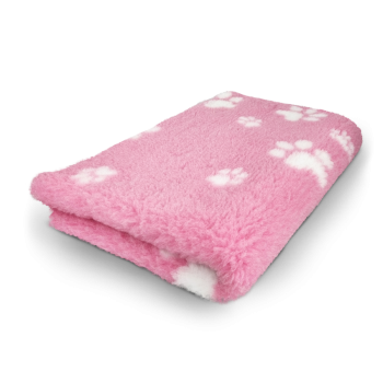 Vet Bed - Hundedecke - hypoallergen - antirutsch - Pfotendruck - rosa-weiß - div. Größen