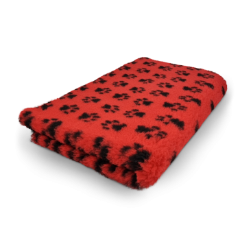 Vet Bed - Hundedecke - hypoallergen - antirutsch - Pfotendruck - rot-schwarz - div. Größen