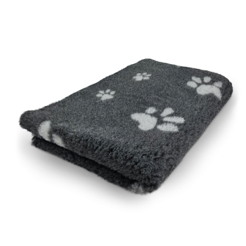 Vet Bed - Hundedecke - hypoallergen - antirutsch - Pfotendruck anthrazit-grau - div. Größen