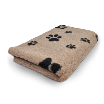 Vet Bed - Hundedecke - hypoallergen - antirutsch - Pfotendruck hellbraun - div. Größen