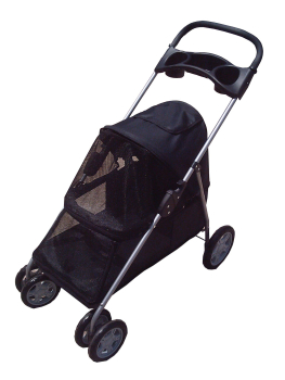 Hundebuggy - 4 Räder - 94x46x91,5 cm - schwarz