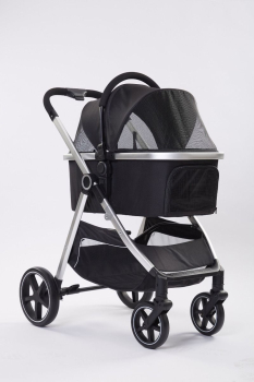 Exklusiver Hundebuggy - 4 Räder - Aluminiumrahmen - bis 20kg - Schwarz