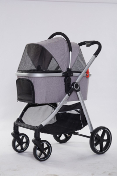 Exklusiver Hundebuggy - 4 Räder - Aluminiumrahmen - bis 20kg - Grau