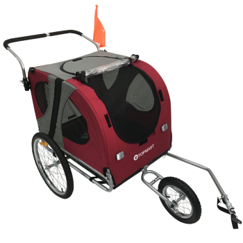 Hunde Fahrradanhänger XL - mit Jogger-Funktion - faltbar - rot - bis 40kg