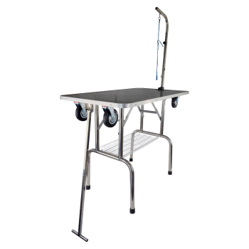 Trimmtisch für Hunde - Trolleyfunktion - 1 Pflegearm - Anti-Rutsch - 110x60x84 cm