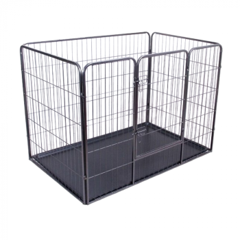 Welpenlaufstall Quadratisch - Anthrazit beschichtet - Mit PVC-Ablage - 93x63x63 cm