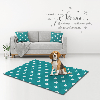 Hundematte Pet Isofloor SX Stars - rutschfest - petrol-weiß stars - div. Größen