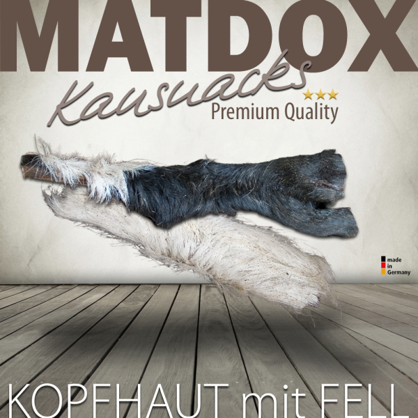 500 Gramm Premium Rinderkopfhaut mit Fell - Hundesnacks