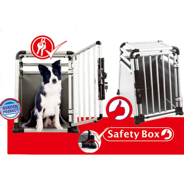 Hunde Transportbox - Hunde Autobox - mit Schloss - Aluminium - 94x68x69 cm
