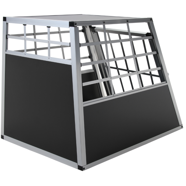 Hunde Transportbox - Hunde Autobox - Aluminium schwarz - 69x54x50 cm