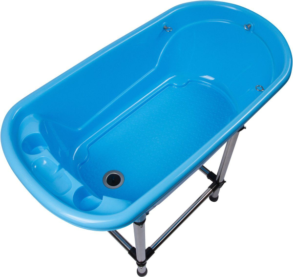 Hundebadewanne - Aluminiumsockel - Kunststoff blau - 94x50x28 cm