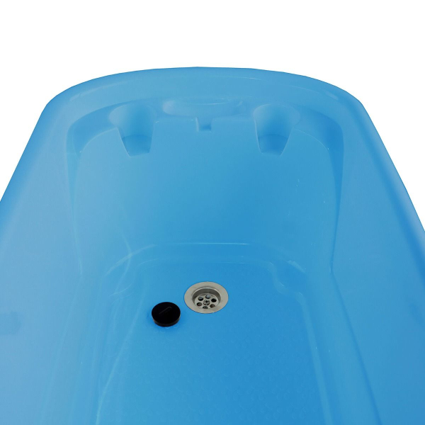 Hundebadewanne - Aluminiumsockel - Kunststoff blau - 94x50x28 cm