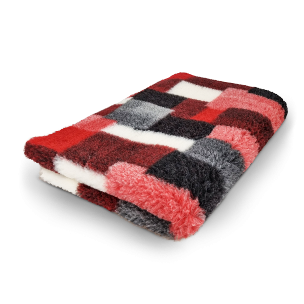 Vet Bed - Hundedecke - 3farbig - hypoallergen - antirutsch - patchwork rot-weiß-schwarz - div. Größen