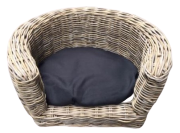 Hundebett - Nachhaltiges Korbgeflecht - 87x80x33  cm - inkl. Kissen schwarz