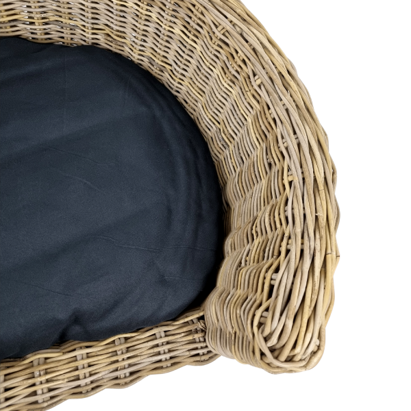 Hundebett - Nachhaltiges Korbgeflecht - 68x57x33  cm - mit Kissen schwarz