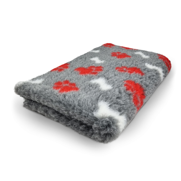 Vet Bed - Hundedecke - 3farbig - hypoallergen - antirutsch - grau-rot-weiß - div. Größen