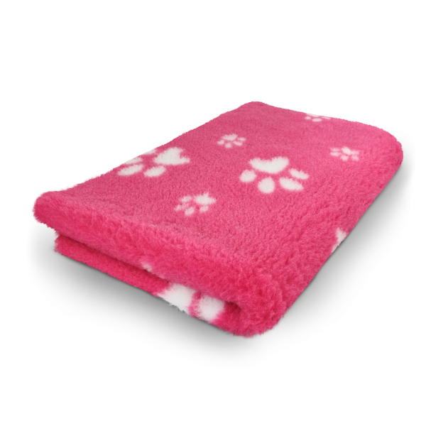 Vet Bed - Hundedecke - hypoallergen - Pfotendruck - fuchsia-weiß - div. Größen
