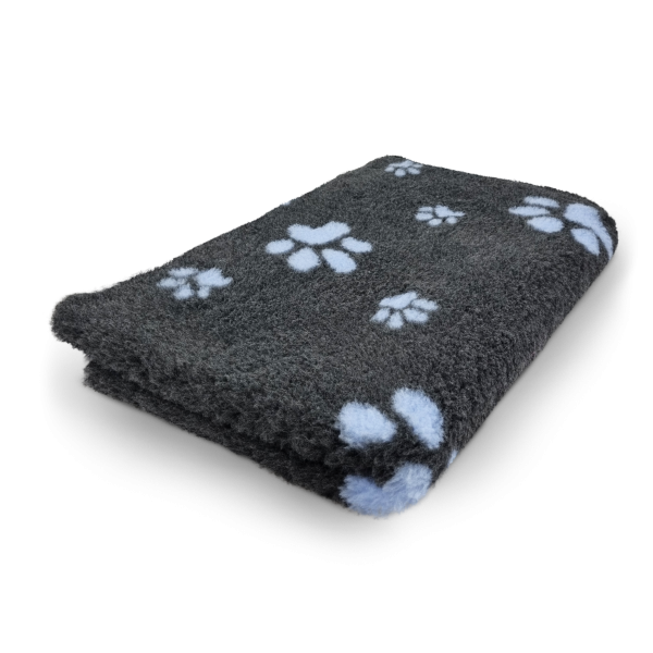 Vet Bed - Hundedecke - hypoallergen - Pfotendruck - anthrazit-hellblau - div. Größen