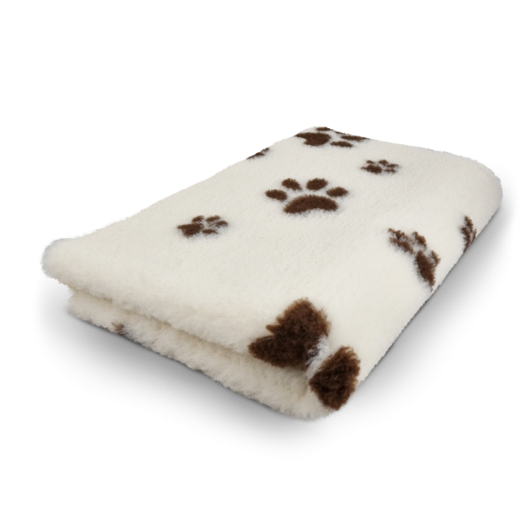 Vet Bed - Hundedecke - hypoallergen - Pfotendruck - creme-braun - div. Größen