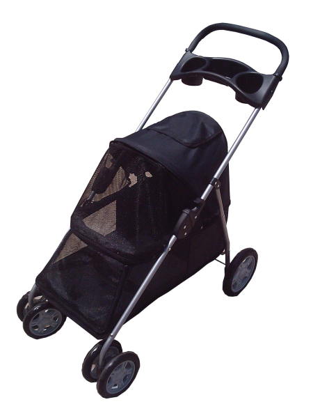 Hundebuggy - 4 Räder - 94x46x91,5 cm - schwarz