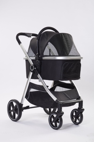 Exklusiver Hundebuggy - 4 Räder - Aluminiumrahmen - bis 20kg - Schwarz
