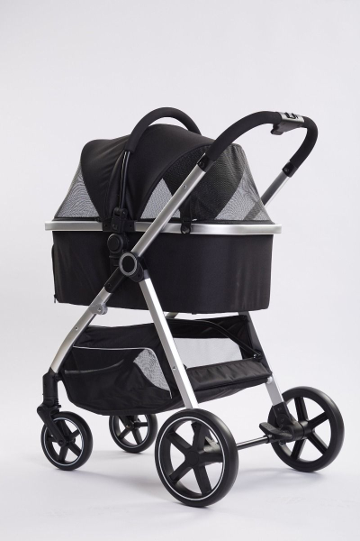Exklusiver Hundebuggy - 4 Räder - Aluminiumrahmen - bis 20kg - Schwarz