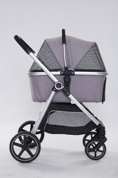 Exklusiver Hundebuggy - 4 Räder - Aluminiumrahmen - bis 20kg - Grau