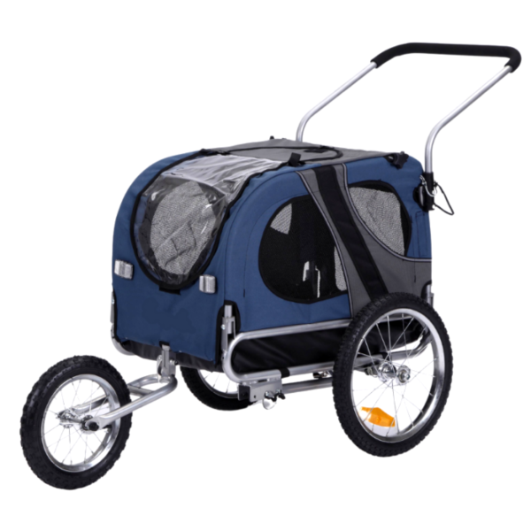 Hunde Fahrradanhänger - mit Jogger-Funktion - faltbar - blau - bis 36kg
