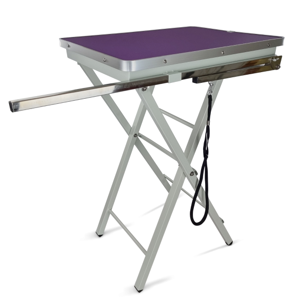 Trimmtisch für Hunde - lila - 1 Pflegearm - Anti-Rutsch - 60x45x82 cm