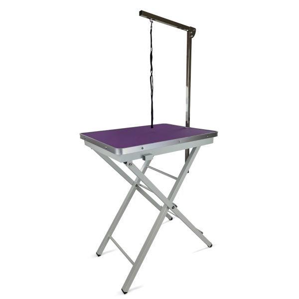 Trimmtisch für Hunde - lila - 1 Pflegearm - Anti-Rutsch - 60x45x82 cm