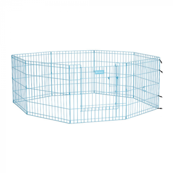 Welpenlaufstall - Metall - blau beschichtet - 560x60 cm